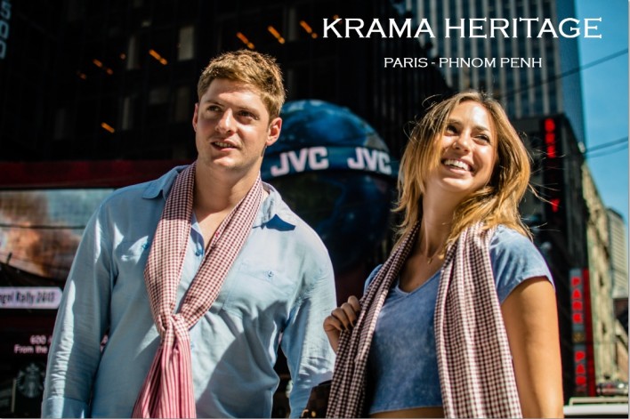 Krama - Sciarpa Tradizionale Della Cambogia - Fatta A Mano - Blu Reale - 170x55 Cm - Etica E Sostenibile